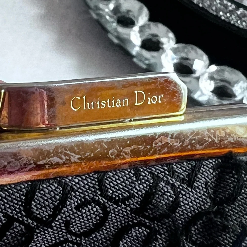 Dior Black Textured Accessory with Gold Detail